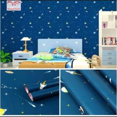 Wallpaper stiker dinding motif angkasa pura ukuran 45cm x 10 meter