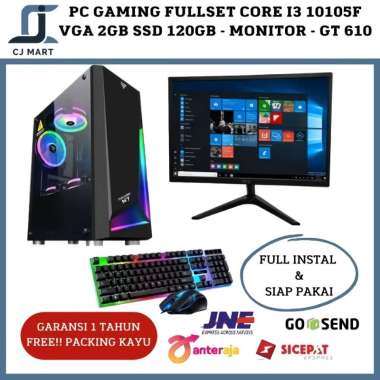 PC GAMING FULLSET CORE I3 10105F VGA 2GB SSD 120GB - MONITOR - GTX 750 GT 710