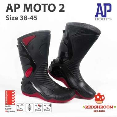 SEPATU BOOT TINGGI AP BOOTS AP MOTO 2 HITAM MERAH MOTOR SIZE 38-45 38