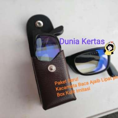 Kacamata Baca Ajaib Lipat Plus Box Kulit Imitasi