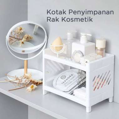 Rak Penyimpanan Rak Kosmetik Rak Buku Multifungsi 2-Layer Organizer Meja Putih