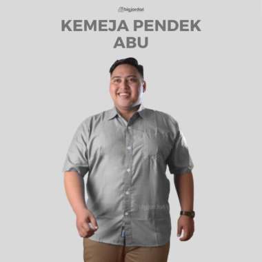Big Jordan Kemeja Pendek Pria Jumbo XXXL 4XL Kemeja Formal Pria Big Size- Biru Muda Abu 8XL