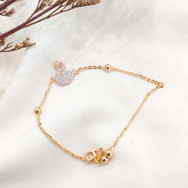 gelang wanita model swan elegant emas asli