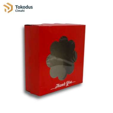 Kotak Dus Kue Bolu Mika Bunga Uk 20 dan 22 Laminasi - Tokodus 22 x 22 x 7cm merah