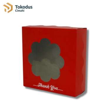 Kotak Dus Kue Bolu Mika Bunga Uk 20 dan 22 Laminasi - Tokodus 20 x 20 x 7cm merah