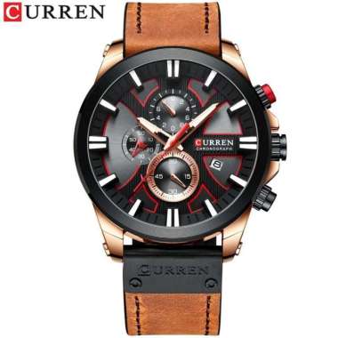 CURREN 8346 Jam Tangan Pria Analog Tali Kulit Chronograph