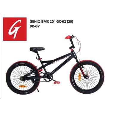 Sepeda BMX 20 Inch GENIO GX-02 New Steel Hi-Ten Ban Jumbo Black Grey