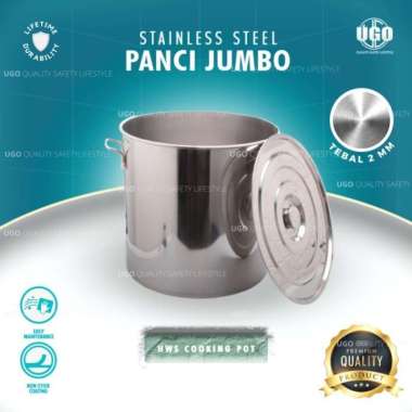 UGO Khusus  Panci Masak Mie Besar Stainless Bakso Baso Mie Ayam - 40 cm ORIGINAL 100 % Multicolor