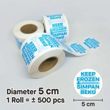 Sticker Label Kemasan Makanan Simpan Beku Stiker Frozen Food Bundar Diameter 5 cm (1 roll / 500 pcs)