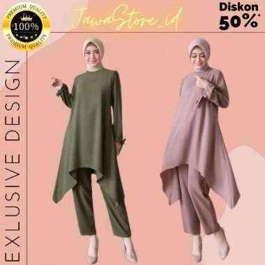 Baju Setelan Syari Wanita Muslim Terbaru Set Tunik Alya setelan tunik setelan celana muslimah setela