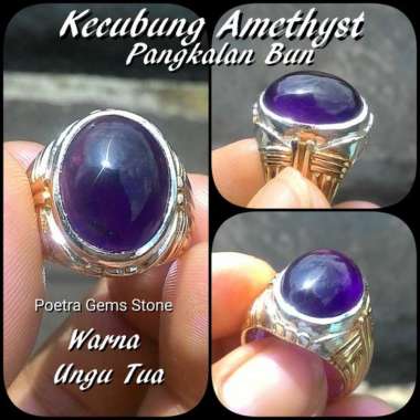 CINCIN BATU AKIK KECUBUNG AMETHIS KALIMANTAN PANGKALAN BUN Free MEMO KEASLIAN BATU RING 8