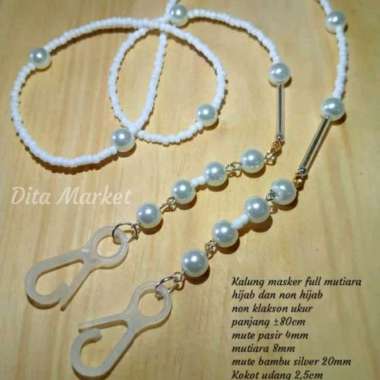 Kalung Masker Full Mutiara / Kalung Masker Mutiara Premium White