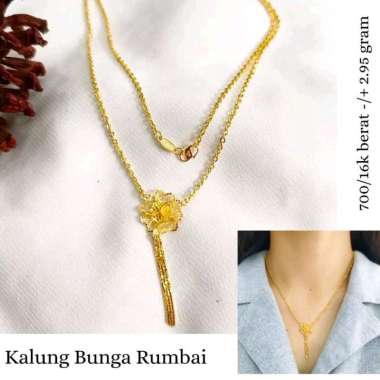 kalung model bunga kendari rumbai elegant emas asli