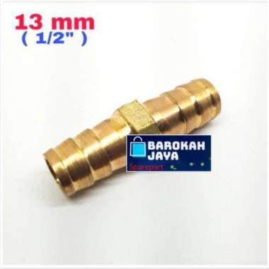 13 mm Nepel Cabang 2 - Lurus 1/2" Inch KUNINGAN Sambungan Selang