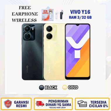 Jual VIVO Y16 RAM 3GB/64GB GARANSI RESMI VIVO 1 TAHUN FREE HANDSET di