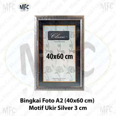 Bingkai Foto Frame Pigura 40x60 full Ukir Emas Silver Coklat Silver