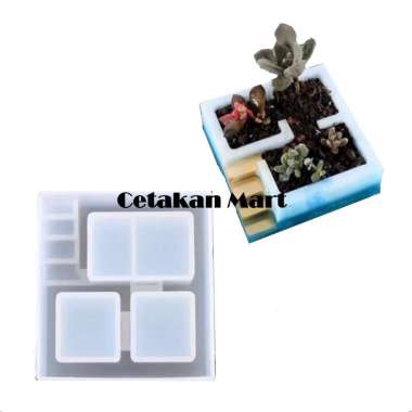 CMart Cetakan Silikon Resin Epoxy Craft DIY Flower Pot Tangga Persegi