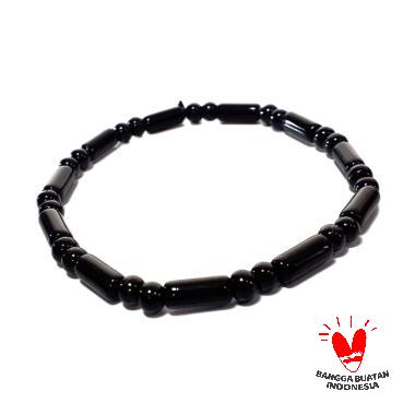 Vee Titanium Tabung Bola Set Kalung Gelang Unisex [4mm] hitam