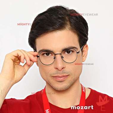 Kacamata Photochromic Antiradiasi - Mozart Bulat Kecil Besi Hitam Frame Saja