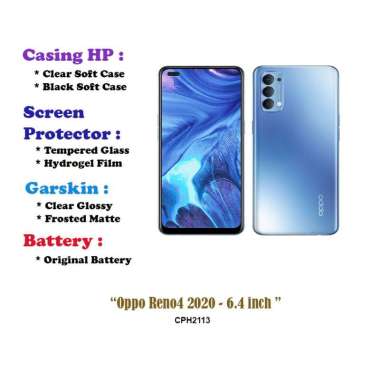 Oppo Reno4 2020 - 6.4 inch - Case - Screen Protector - Battery - Dll Focus Case