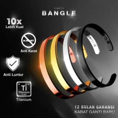 Emrys BANGLE Titanium Real Anti Karat Gelang Titanium Pria Wanita Gold