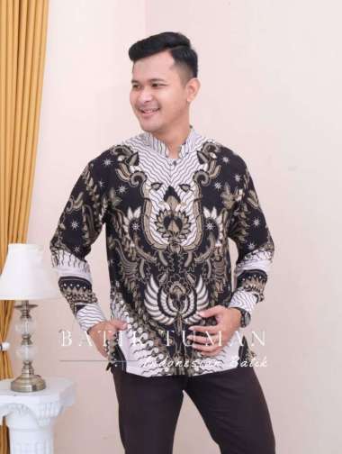 KOKO MALIQ GREY Fashion Muslim Pria Baju Koko Pria Lengan Panjang Bahan Katun Halus Koko Batik Lapis