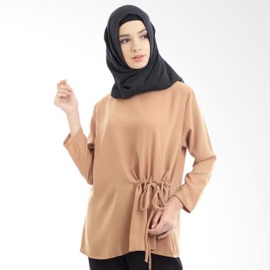 Jual Hanalila Daily Hijab Tie Tops Blouse Muslim - Brown 