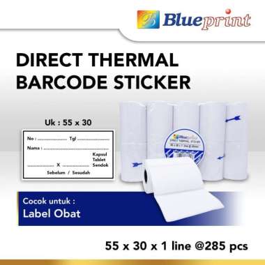 Direct Thermal Sticker / Label Stiker BLUEPRINT 55x30x1 Line Isi 280