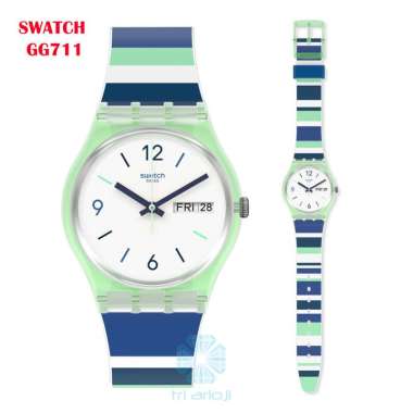 SWATCH GG711 Jam Tangan Wanita Analog Rubber Swiss Made SKY ZEBRA