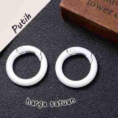 pengait karabiner bulat / Round Carabiner Keychain Bag Buckles Connector putih
