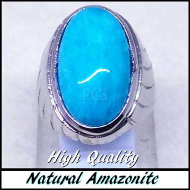 CINCIN BATU AKIK NATURAL BLUE AMAZONITE HIGH QUALITY LIKE BACAN BLUISH KILAU MULUS MANTAP!! RING 7