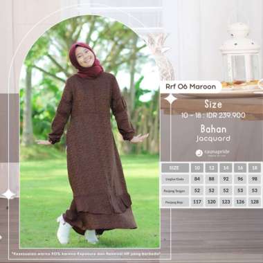 Gamis Remaja Rauna Terbaru / RF-06 / Fashion Muslim Gamis Remaja 14 Maroon