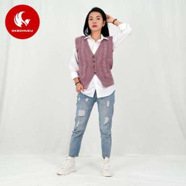Okechuku VEST KANCING Rompi Rajut Kancing Knit Outer Korean Style Nila