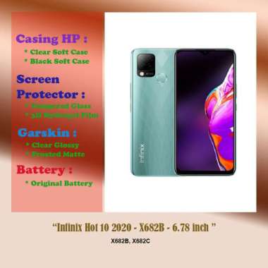 Infinix Hot 10 2020 - X682B - 6.78 inch - Case - Screen Protector - Battery - Dll Focus Case