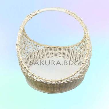K80L - Keranjang rotan bulat cincin L 30x9 cm triplek hantaran lamaran Natural