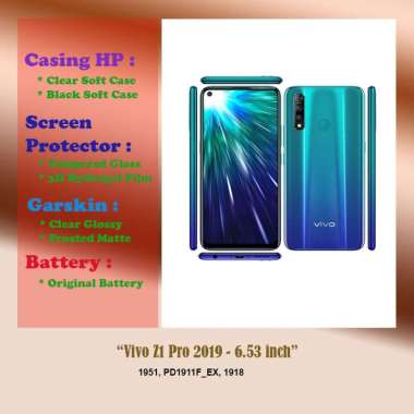Vivo Z1 Pro 2019 - 6.53 inch - Case - Screen Protector - Battery - Dll Clear Soft Case