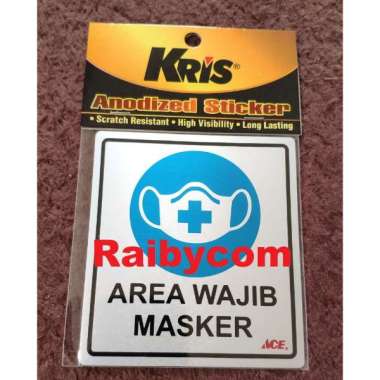 Stiker AREA WAJIB MASKER KRIS Sticker Anodized COVID 9x10cm - Silver