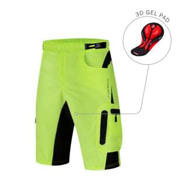 Celana Sepeda MTB Downhill Padding Gel Wosawe Cyling Shorts M Hijau Stabilo