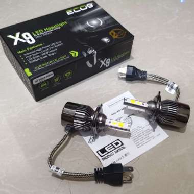 eco9 H4 LED X9 3 Warna Headlamp Hi Low Lampu Mobil  Multicolor