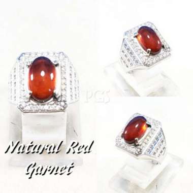 CINCIN BATU AKIK PERMATA NATURAL HESSONITE RED GARNET PASTI MANTAP RING 8