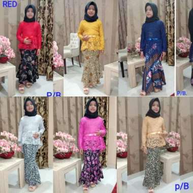 Setelan Kebaya Anak Kartinian Aurora Brokat Kebaya Modern Rok Duyung 7-8 tahun