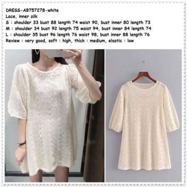 AB757278 Mini Dress Pesta Brukat Brokat Gaun Wanita Korea Import Putih