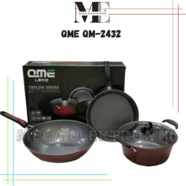 QME QM-2432 Panci Wajan Teflon Set Penggorengan Set 3 Pcs