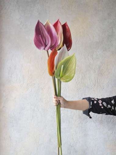 Bunga Artificial Jumbo Anthurium Lancip Premium (B22120) warna Ungu Muda