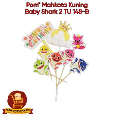 Topper Happy Birthday / Topper Ulang Tahun / Topper Kue Mahkota BabyShark 2