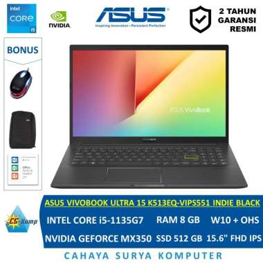 Jual Asus Vivobook Ultra 15 K513 Eq Vips551 I5 1135 G7 8 Gb 512 Ssd