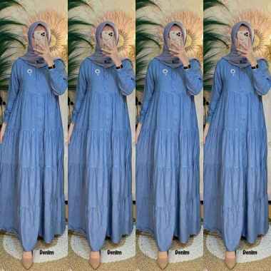 Gamis Susun Lomotif Polos Rayon Premium Dress Wanita Lengan Panjang Longdress Plain Bigsize LD 110 c