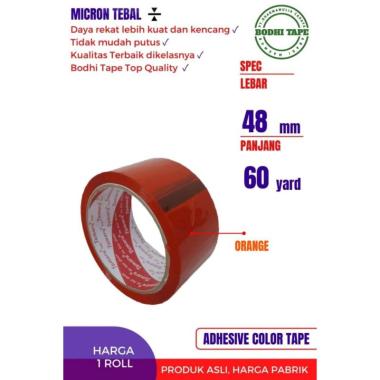 LAKBAN WARNA 48MM X 60YARD BODHI TAPE ROLL Termurah Berkualitas ORANGE