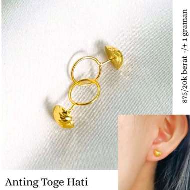 Anting Toge Hati dan Bulat Koleksi Josean Elegant Hadiah Ultah Emas Asli Bulat0.49-0.52gr/700
