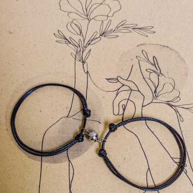 Nyamannya - 2 Pcs Tali Gelang Magnet Couple Polos Korea Sepasang